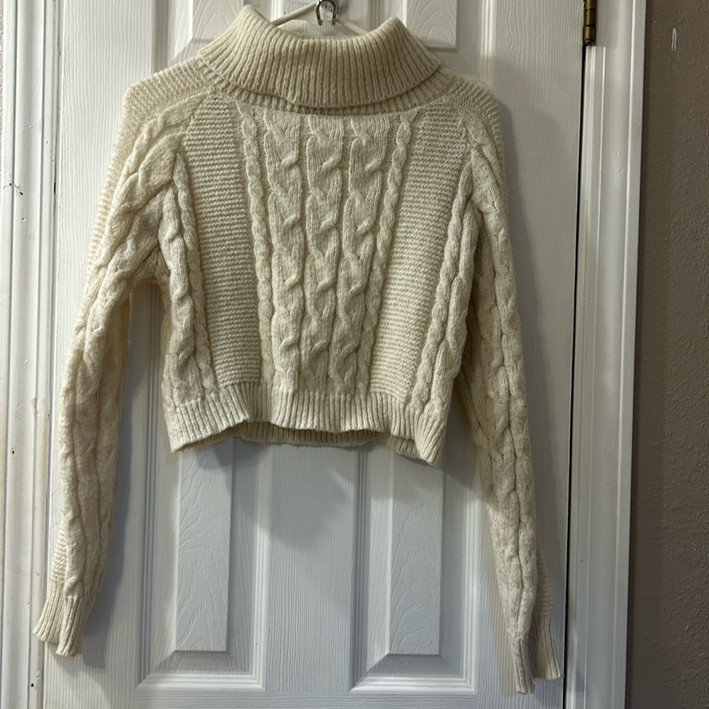 Xtraordinary Knitted, Long Sleeves, White, Medium, Cropped top